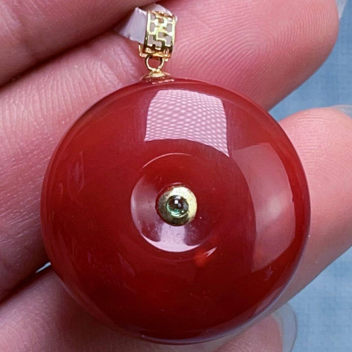 402C43-1四川凉山南红瓦西柿子锦牛血红平安扣吊坠,饰品/流行首饰/时尚饰品新,颈饰,淘宝优惠券,粉丝福利购,淘宝优惠卷