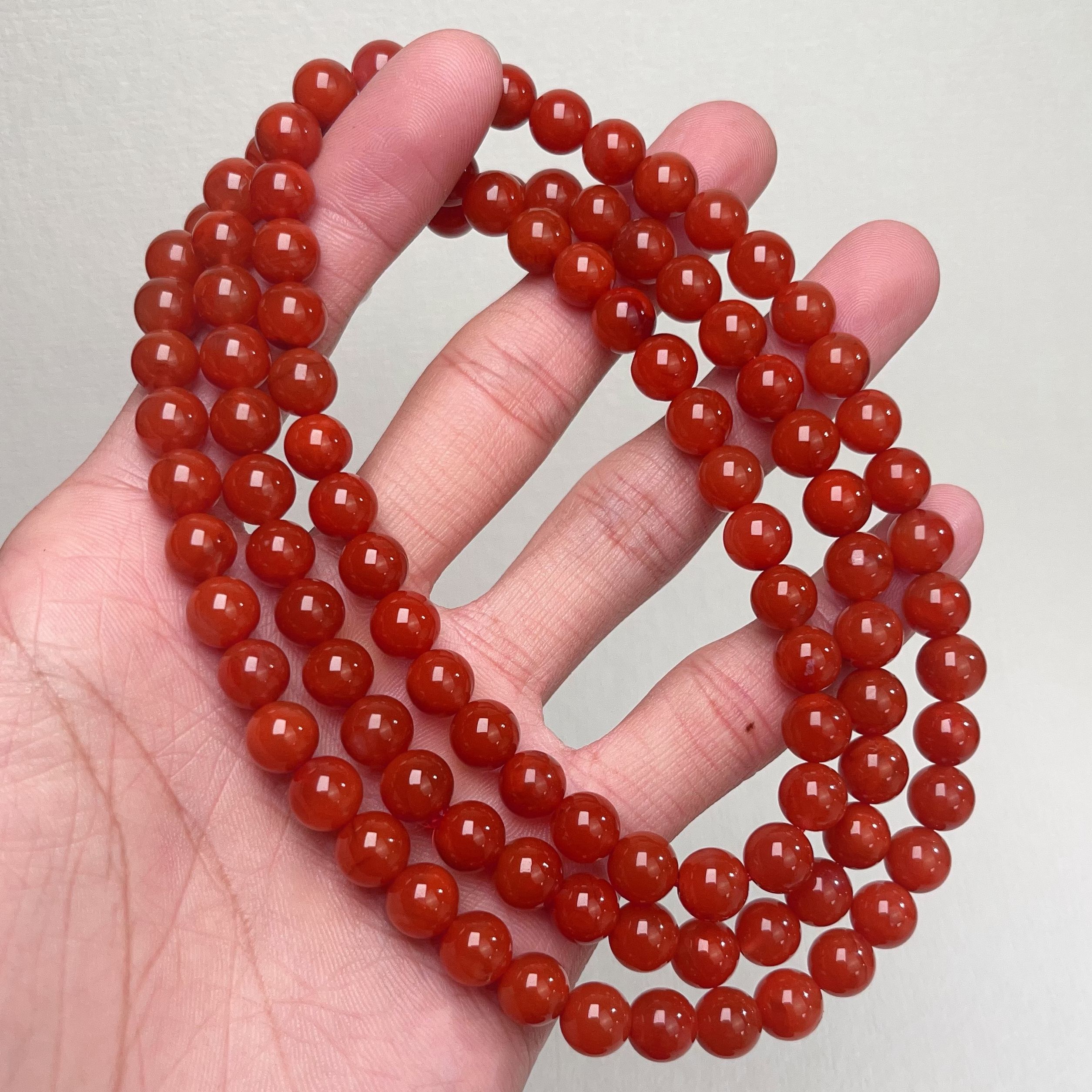 908C10-5保山料南红保山柿子红多圈手串项链