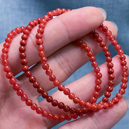 2216F84凉山瓦西料南红柿子锦单圈手串多样性发其一