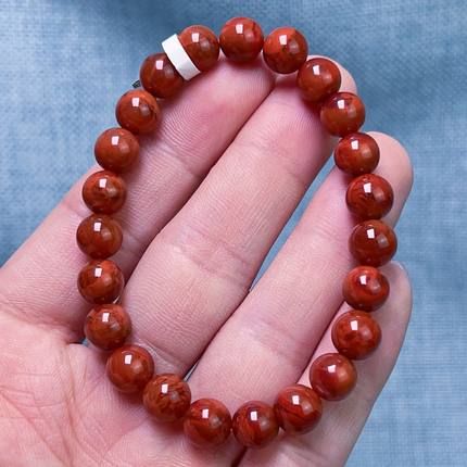 409C53凉山瓦西料南红柿子锦火焰单圈手串