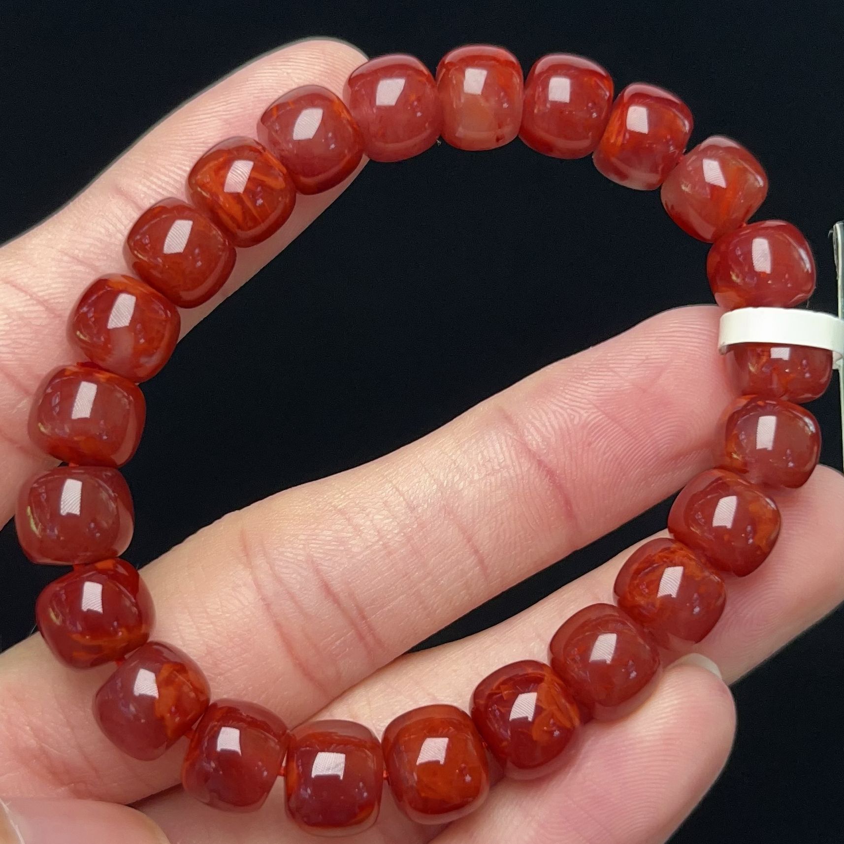 908C34凉山瓦西料南红牛血红老型单圈手串