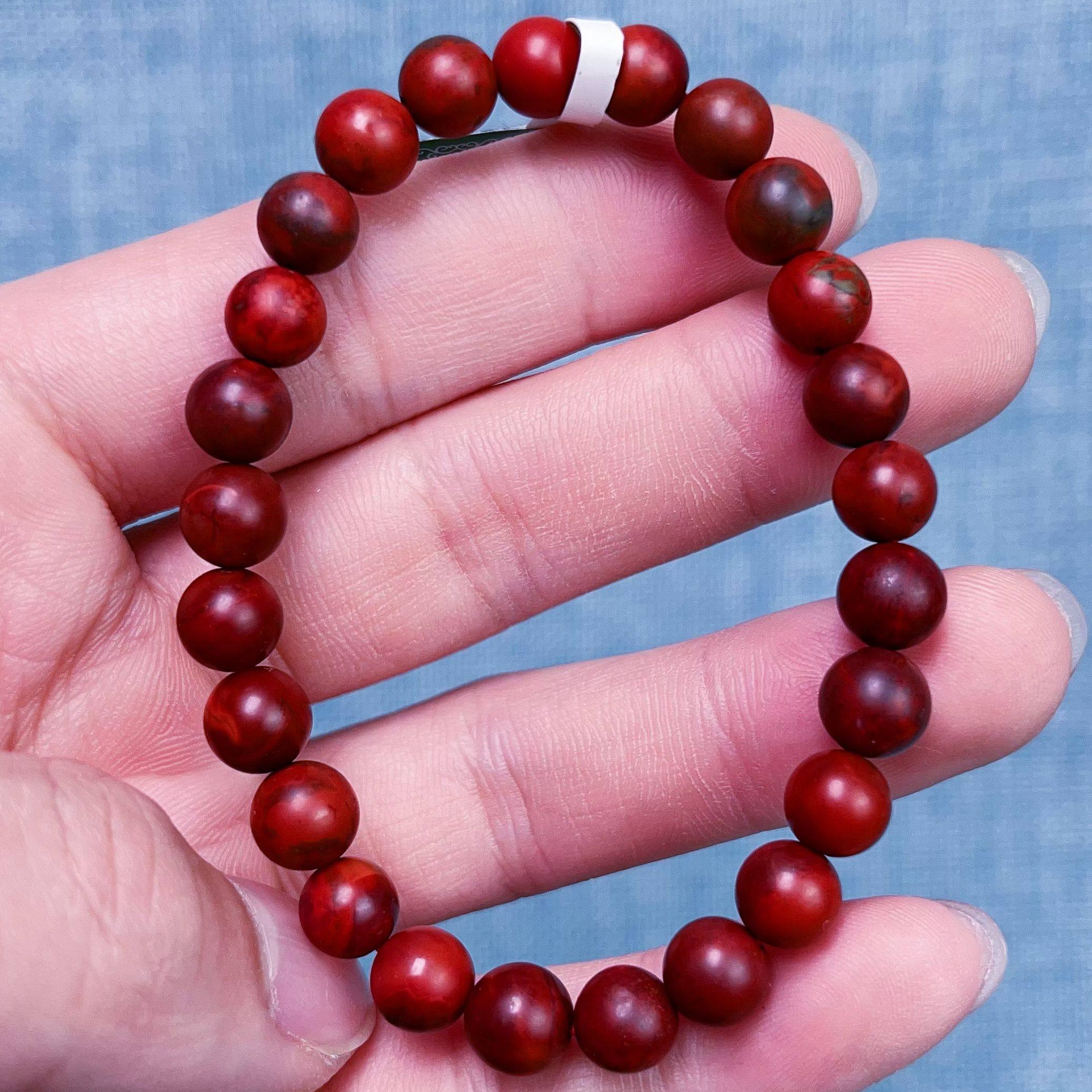 408C46凉山九口料南红鸡血包浆单圈手串