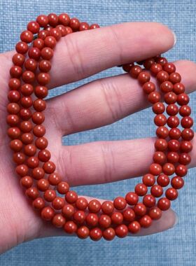 01F109凉山瓦西料南红柿子锦红多圈手串项链