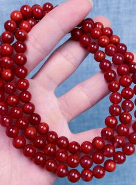 1606C18凉山瓦西料原矿南红玫锦红火焰多圈手串