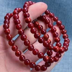 05Q207凉山瓦西料南红柿子锦牛色妖火焰单圈手串多样性发其一