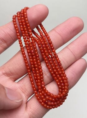 058C22凉山瓦西料南红柿子锦红小米多圈手串项链
