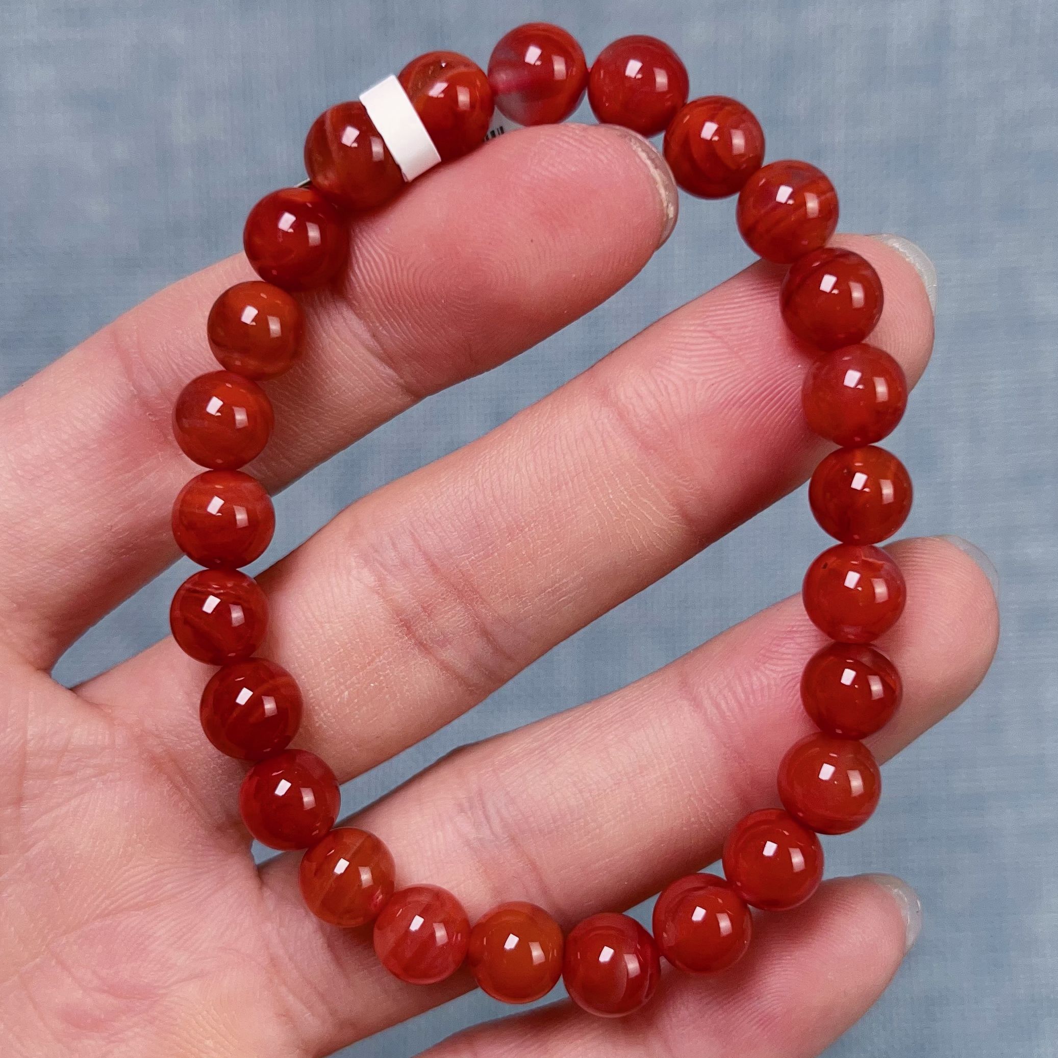 035F88凉山瓦西料南红玉化火焰单圈手串