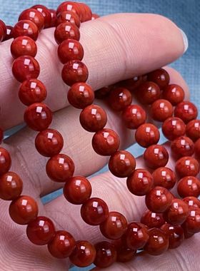 02F101凉山瓦西料南红柿子锦妖火焰单圈手串多样性发其一