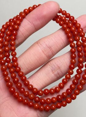 339C43凉山南红玉化柿子锦红小米多圈手串项链多样性发其一