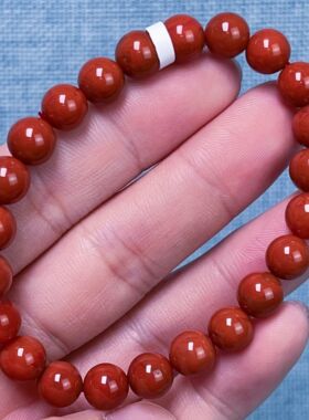 348C33凉山瓦西料南红柿子锦单圈手串