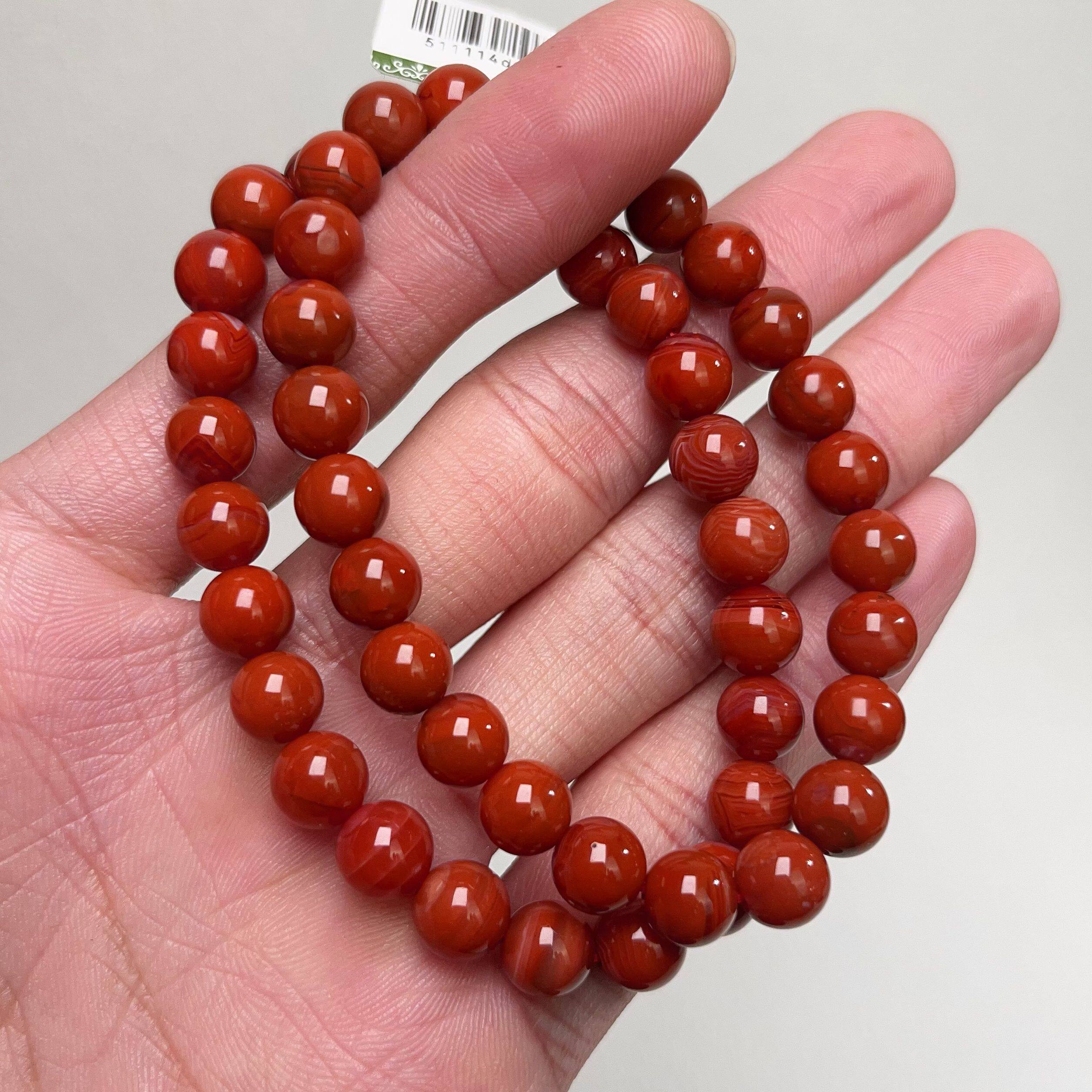 092F89凉山瓦西料南红满色肉柿子锦红单圈手串