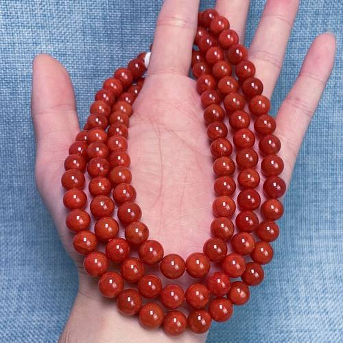 1056C10-5保山料南红保山料辣椒红多圈手串项链