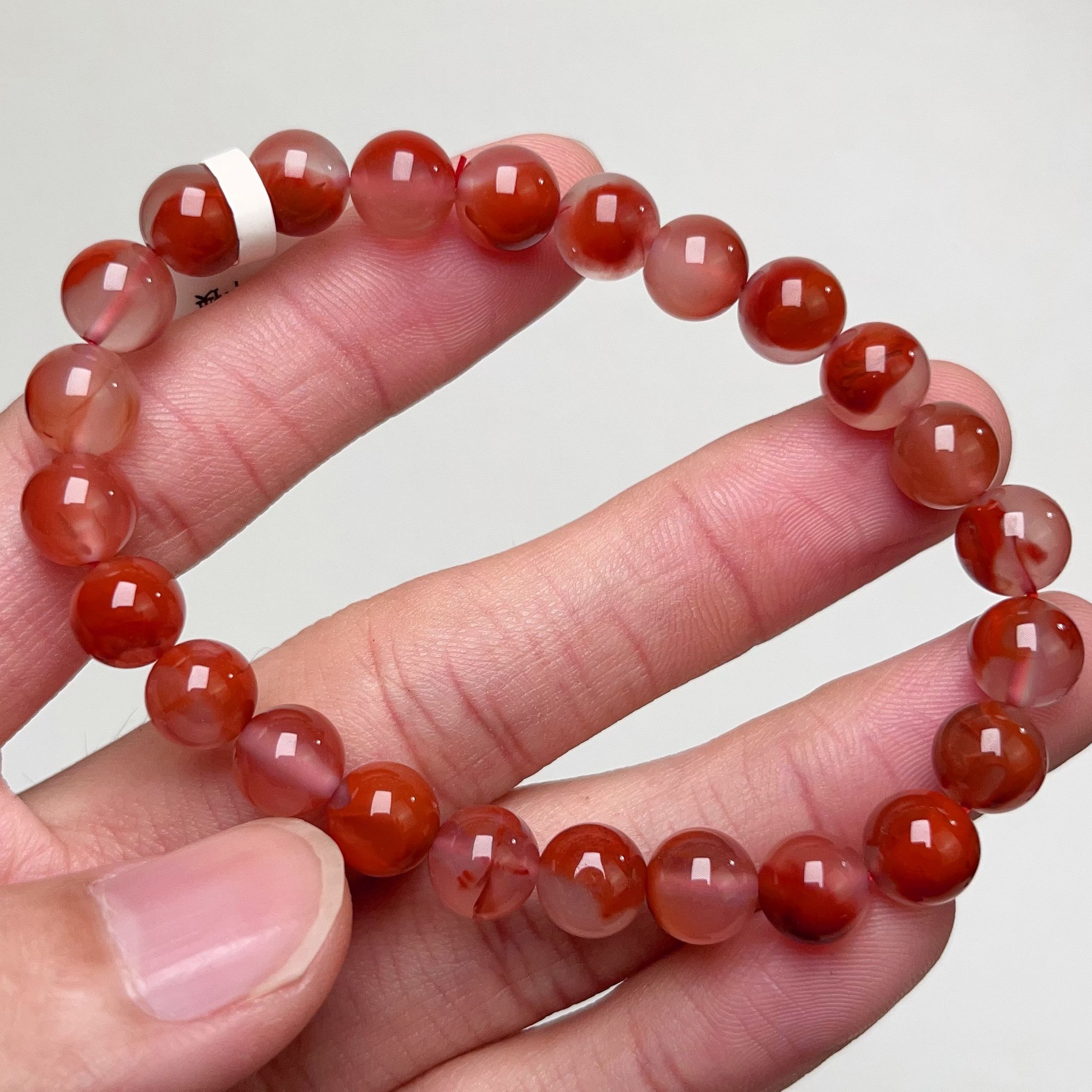 165Y01保山料南红冰红冰飘花单圈手串