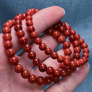 02Q213凉山瓦西料南红柿子锦火焰单圈手串多样性发其一