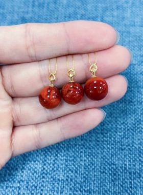 558Z01凉山瓦西料南红原矿妖火焰圆珠吊坠多样性发其一