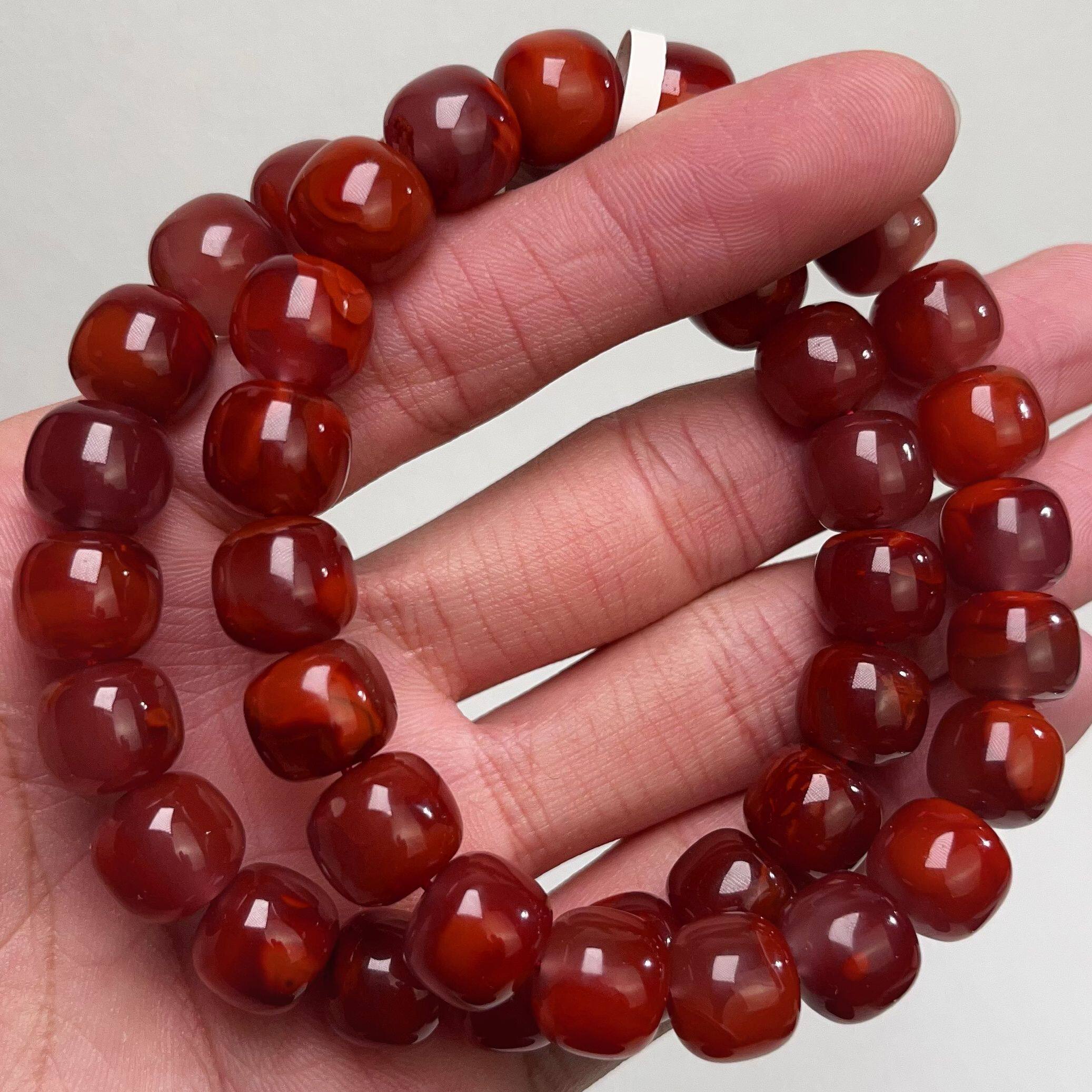 504C30凉山南红柿子玫锦红双色老型单圈手串多样性发其一