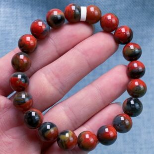 05F104大山包原矿包浆南红蓝皮三彩包浆单圈手串