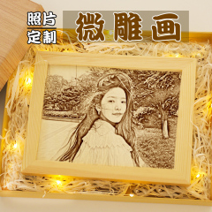 生日礼物照片定制微雕木刻画女生情侣实用相框女友老婆结婚纪念品