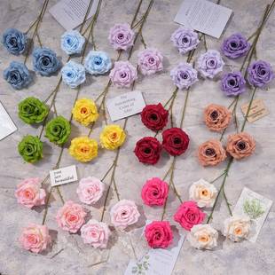 天津市武清区莫奈花语工艺品厂3头钻石玫瑰仿真假花绢花人造花婚