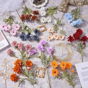 天津市武清区莫奈花语工艺品厂仿真6头百日菊 太阳花现货婚庆地排