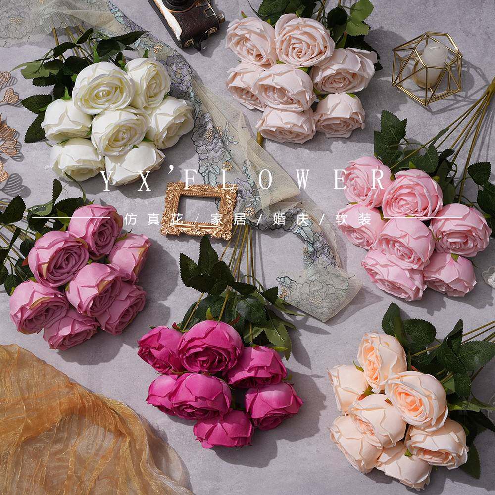 天津市武清区莫奈花语工艺品厂7头把束皇妃玫 清新圆玫瑰 酒店婚