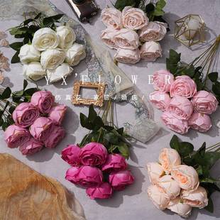 天津市武清区莫奈花语工艺品厂7头把束皇妃玫 清新圆玫瑰 酒店婚