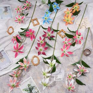 天津市武清区莫奈花语工艺品厂工厂直销 仿真花火焰百合 嘉兰百合