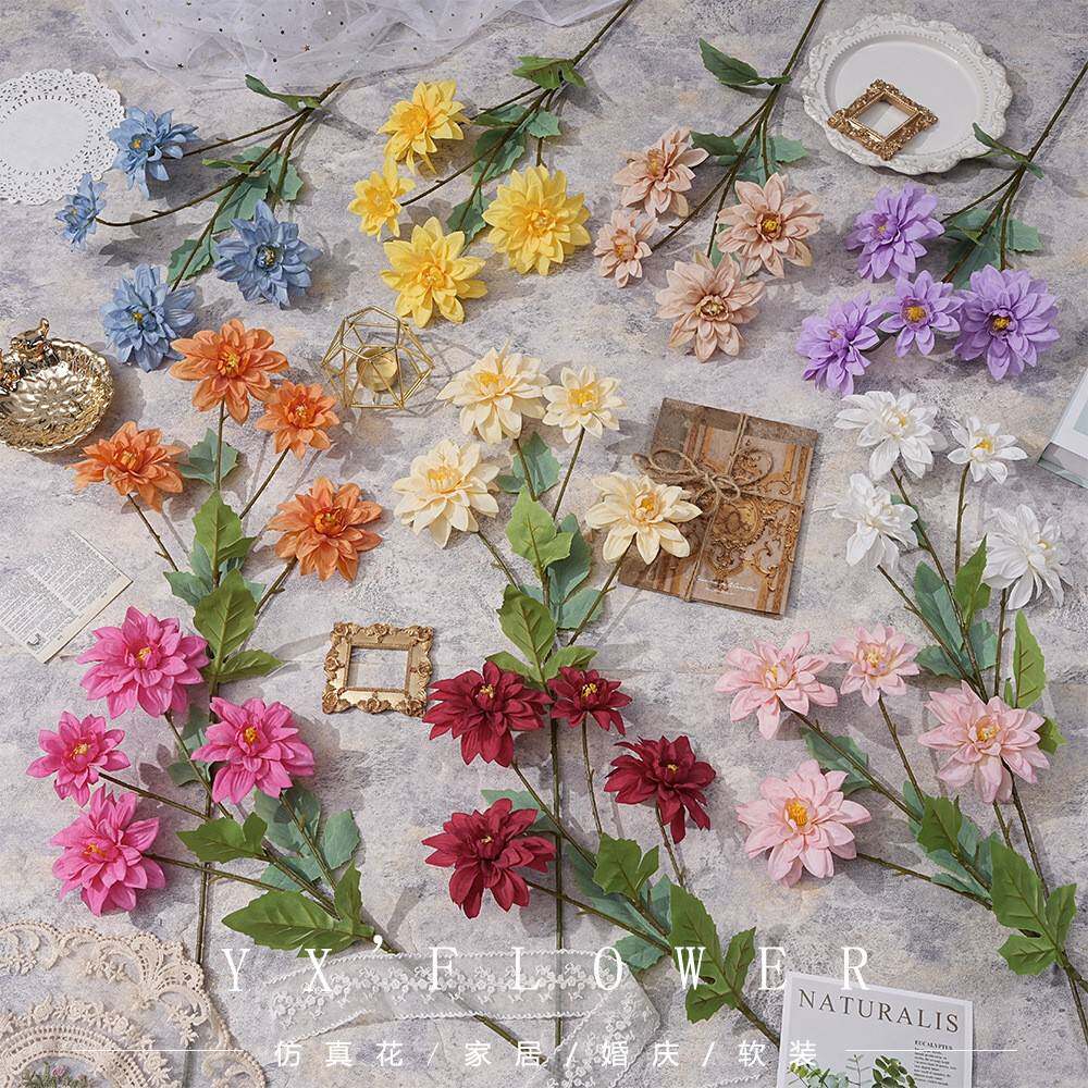 天津市武清区莫奈花语工艺品厂仿真4头大丽花仿真花婚礼堂布置假