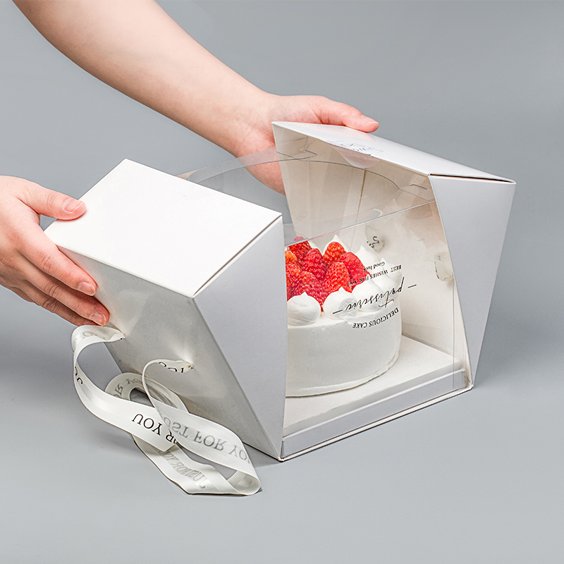 喜多烘焙四/六寸蛋糕盒透明方形冰袋隔断透明PVC高端生日蛋糕盒