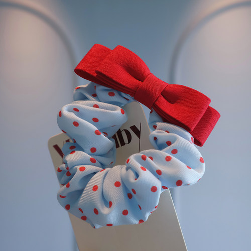 公主可爱波点蝴蝶结小肠圈女孩丸子头扎辫甜美皮筋高级感马尾发绳