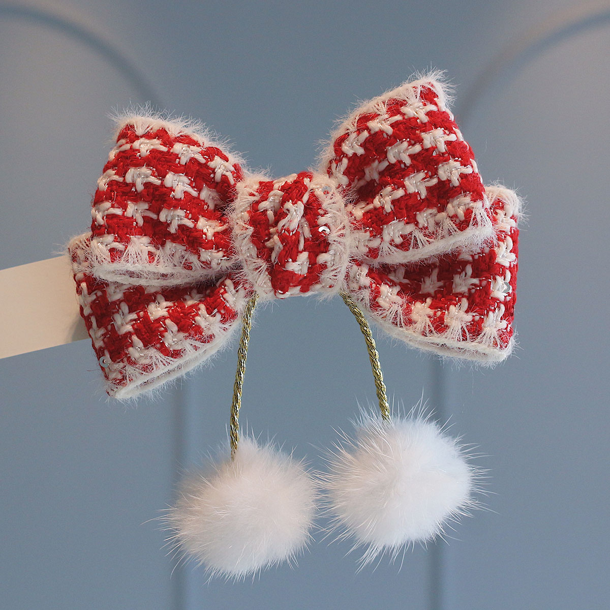 新年经典千鸟格红色发饰