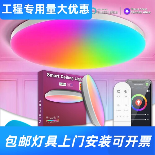 2024涂鸦智能RGBCW吸顶灯超博卧室客厅APP语音控wifiLED吸工厂