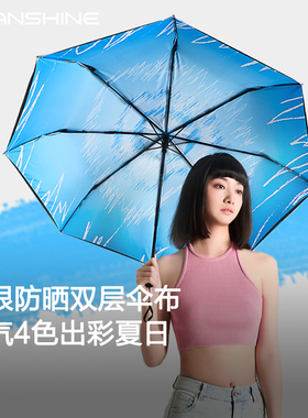 安晴anshine钛银防晒伞晴雨两用太阳伞双层防紫外线遮阳伞UPF50+