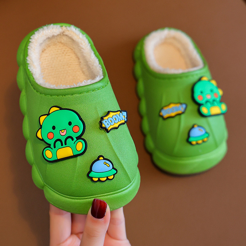 防水儿童棉拖鞋库洛米恐龙男孩女孩室内防滑保暖男童秋冬季新款