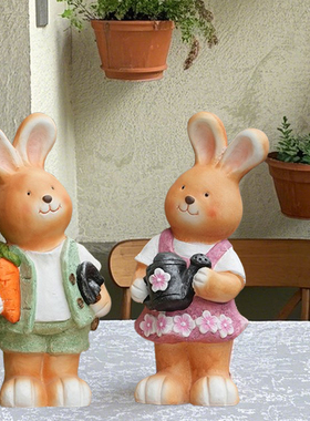 外贸氧化镁小兔子花园装饰摆设