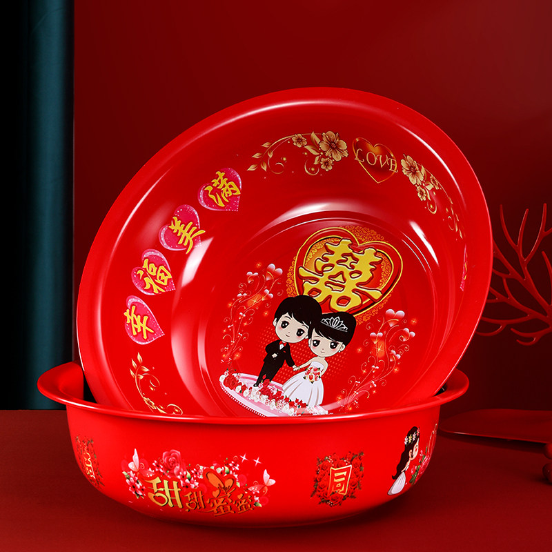结婚脸盆婚庆陪嫁洗脸盆新娘套装嫁妆红盆一对喜盆子喜庆用品大全|ruв категории фестиваль товаров/подарок, Другие фестивали товаров - от Buy2taobao.com для оказания профессиональной услуги покупки агента Taobao