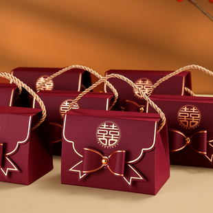 喜糖盒结婚2025新款 礼盒袋子空盒子 高级手提糖果婚礼订婚喜糖包装