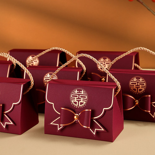 晨享结婚手提立体蝴蝶结喜糖盒