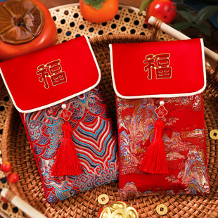 新年布艺红包袋新款春节过年万元利是封高档流苏刺绣通用压岁钱包