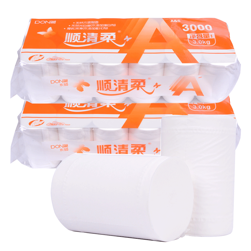 顺清柔卫生纸3kg1提装厕纸家用