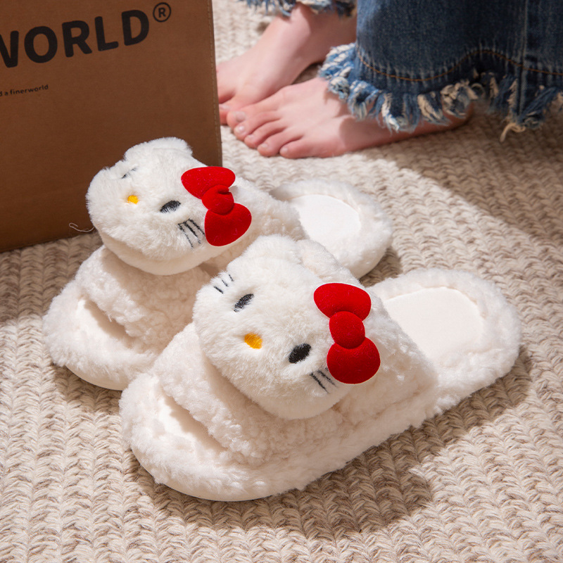 萌趣KT猫棉拖鞋女秋冬季ins防滑