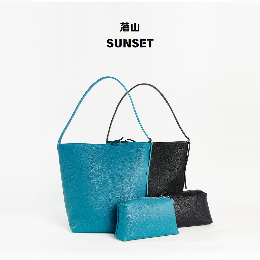 落山SUNSET · 纯手工蜡线头层TC牛皮通勤极简大容量可斜挎水桶包