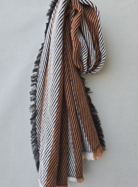 Promod冬季女士围巾斜纹提花双面保暖披肩