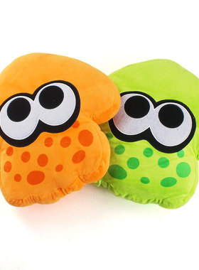 喷射战士3乌贼抱枕斯普拉遁绿色章鱼毛绒公仔Splatoon玩具桔鱿鱼