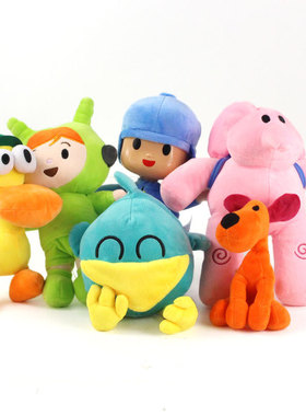 小P优优公仔POCOYO蓝色小人毛绒玩具巴托鸭子小狗鲁拉艾丽大象娃