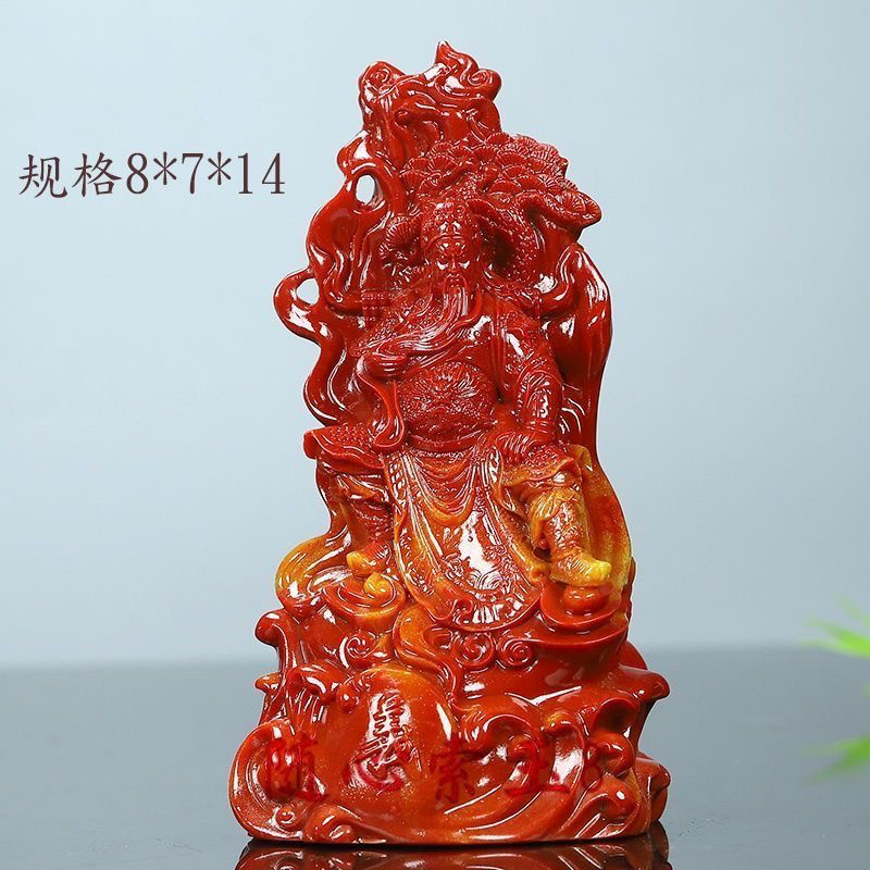 玉石寿山石雕芙蓉石关公摆件风水玄关用品奇石观赏石关公像关二爷