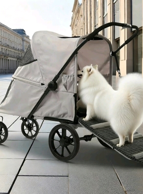爬坡架中大型宠物推车一键折叠狗狗猫咪柯基缅因大型狗外出轮椅车