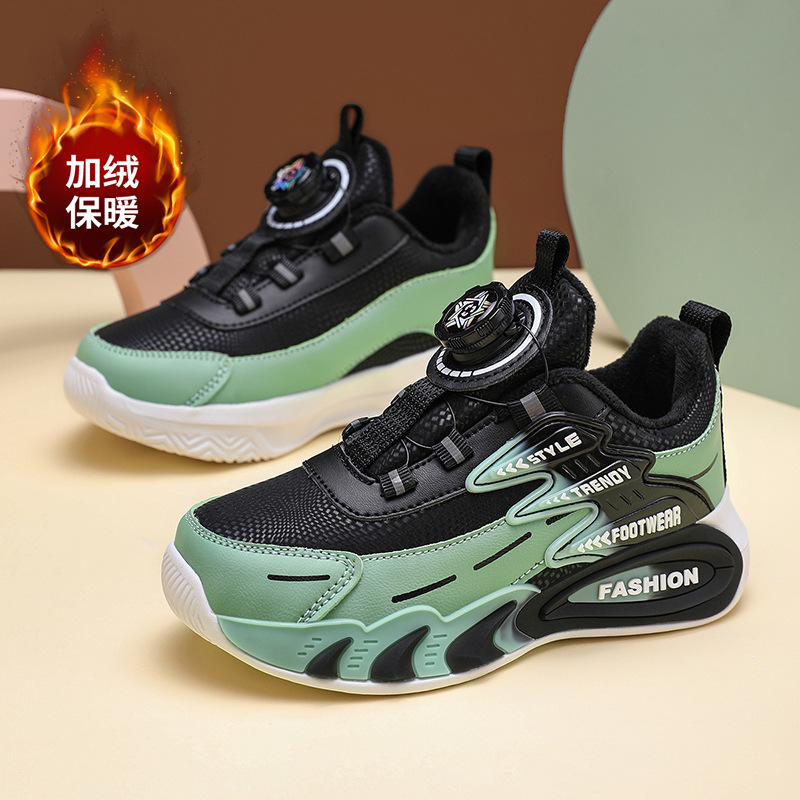 男童二棉鞋2025新款冬季加绒加厚保暖儿童鞋子男孩皮面运动跑步鞋