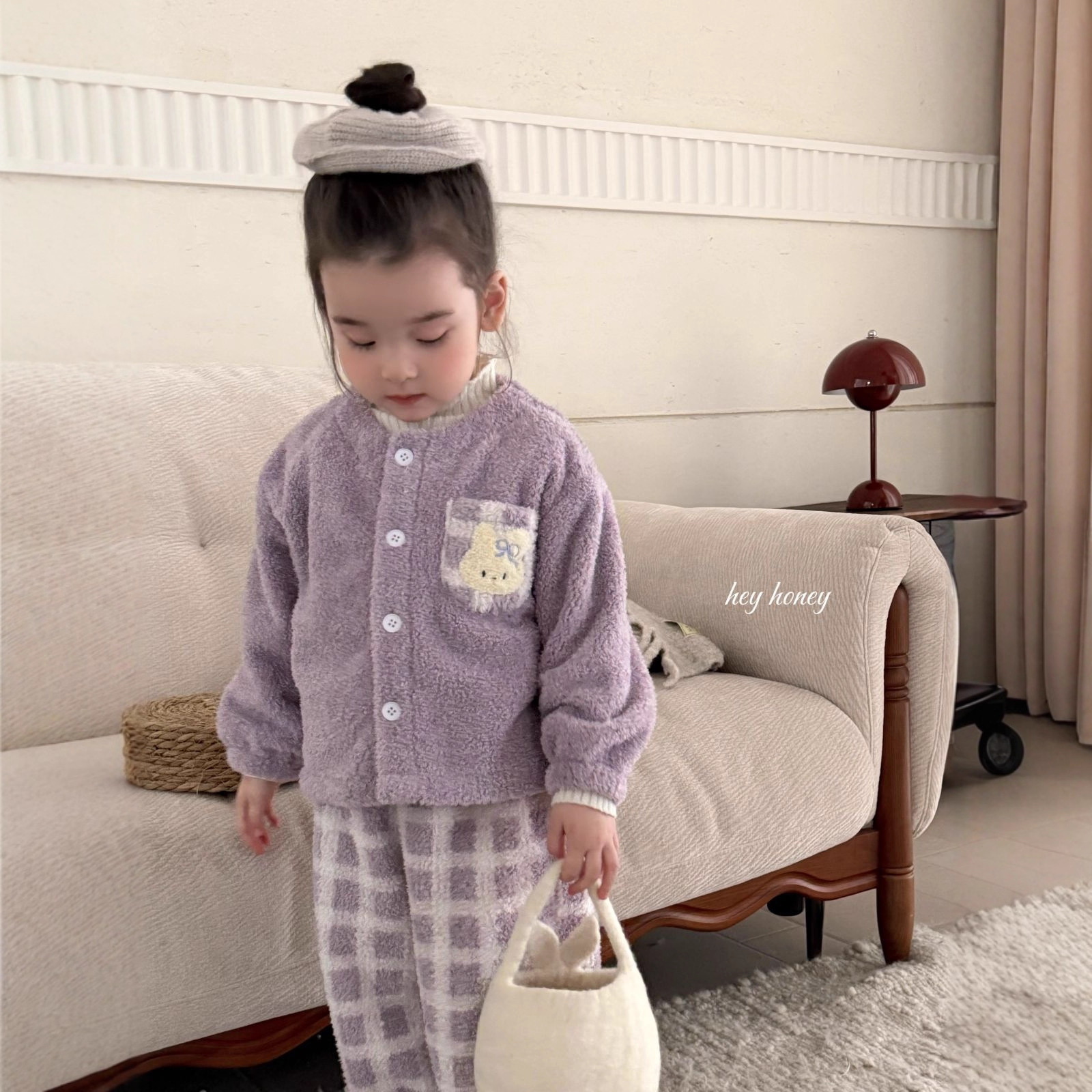 大小卷半边绒儿童家居服25秋冬新女童韩版珊瑚绒加厚亲子睡衣