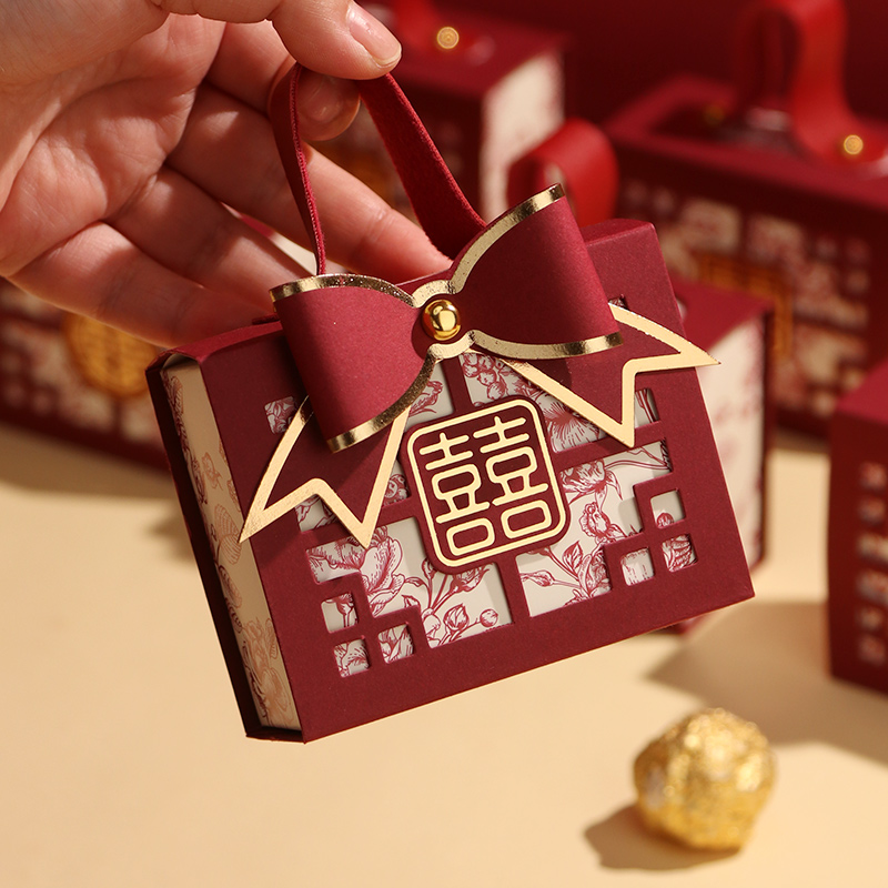 糖盒结婚专用伴手礼盒空盒子婚礼高级感手提式喜糖袋子包装盒纸盒